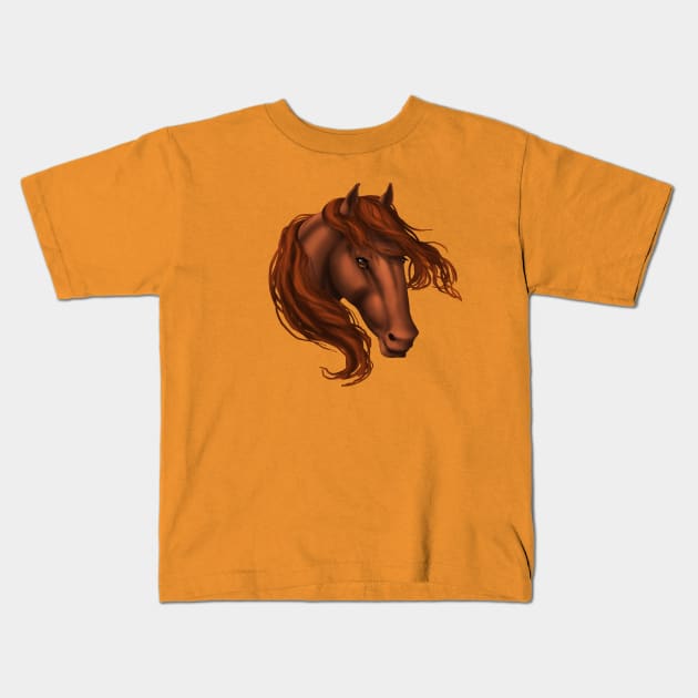 Horse Head - Sorrel Kids T-Shirt by FalconArt